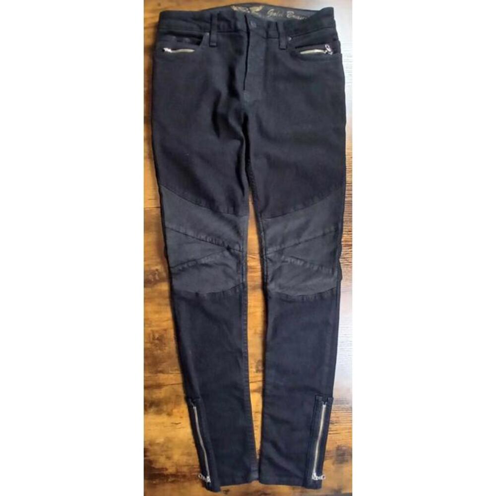 Robin's Jean Men's Slim Fit Metallic Cross Jeans Zippers Size 30X32